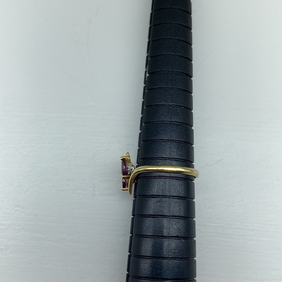 Antique Double Red Violet Spinel with Two Diamond Accents on 10K Gold Ring - Picture 5 of 14